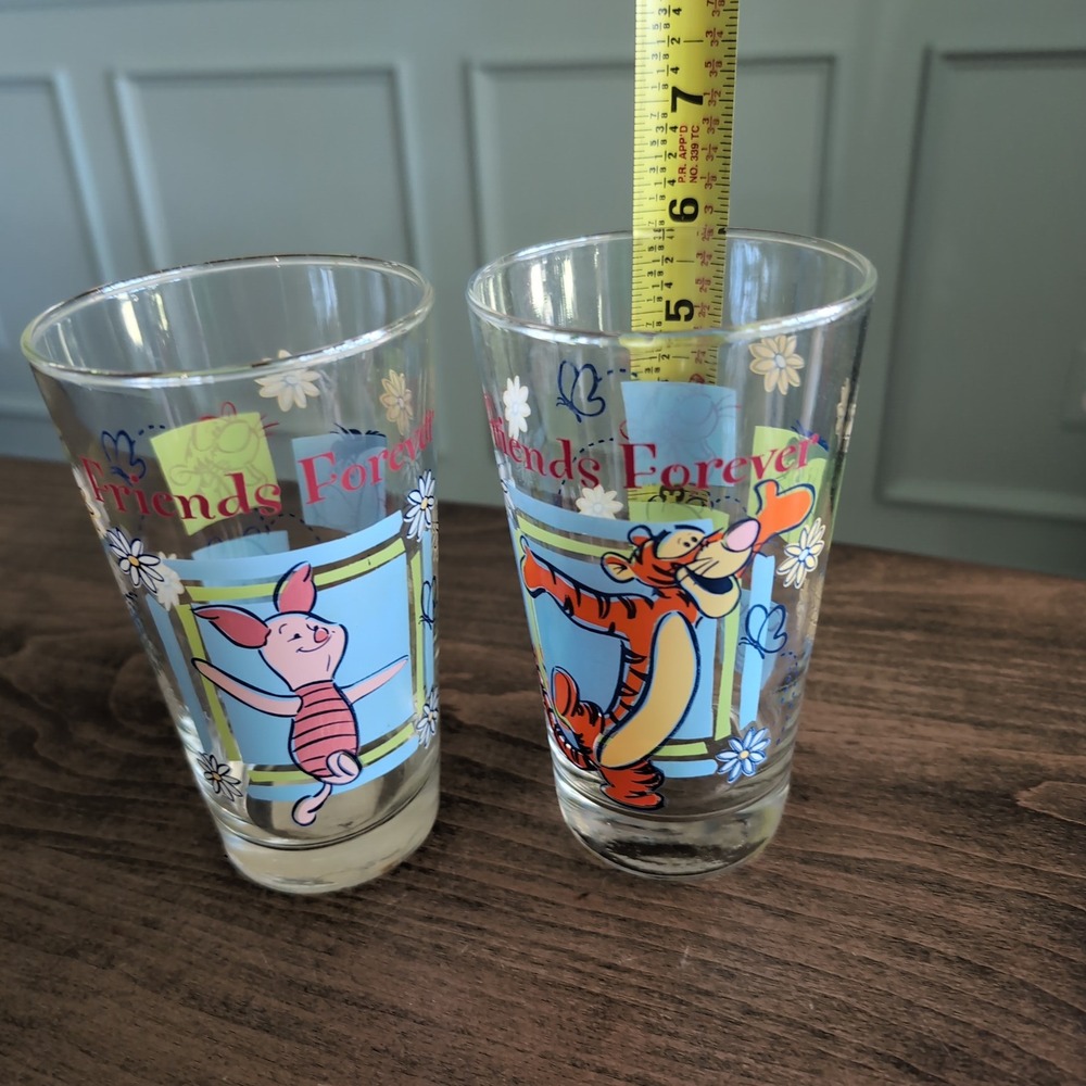 Vintage Winnie the Pooh Glasses Anchor Hocking Friends Forever Tigger Piglet Set - Picture 6 of 6